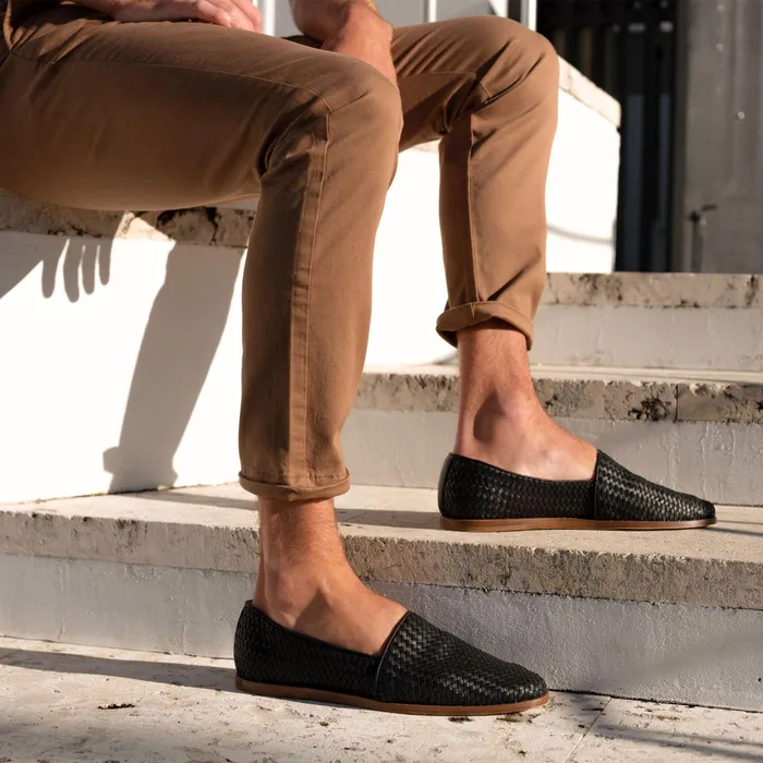 Men Nisolo Sandals and Slip Ons Alejandro Woven SlipOn 20 Woven Black