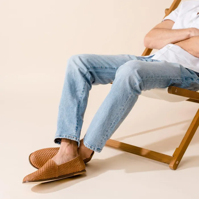 Men Nisolo Sandals and Slip Ons Alejandro Woven SlipOn 20 Woven Brown