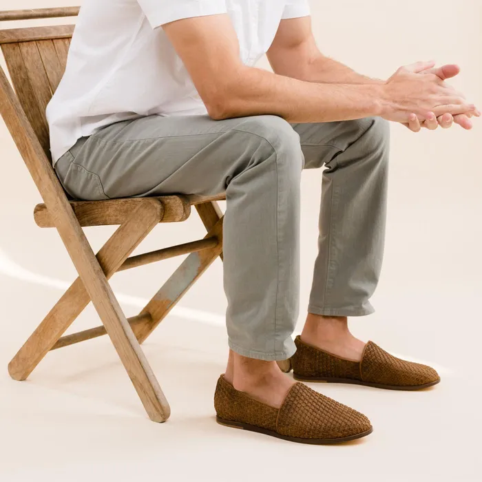 Men Nisolo Sandals and Slip Ons Alejandro Woven SlipOn 20 Woven Tobacco