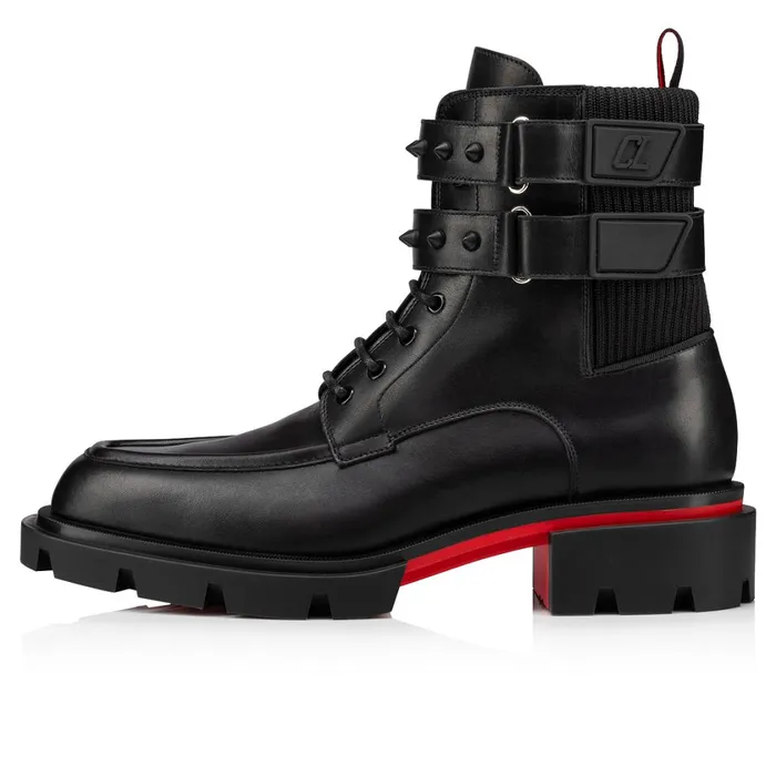 Men Our Fight Boots 8211 Calf Leather And Mesh 8211 Black Black Christian Louboutin Ankle Boots