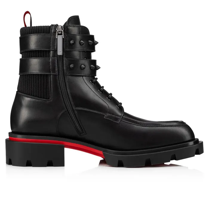 Men Our Fight Boots 8211 Calf Leather And Mesh 8211 Black Black Christian Louboutin Ankle Boots