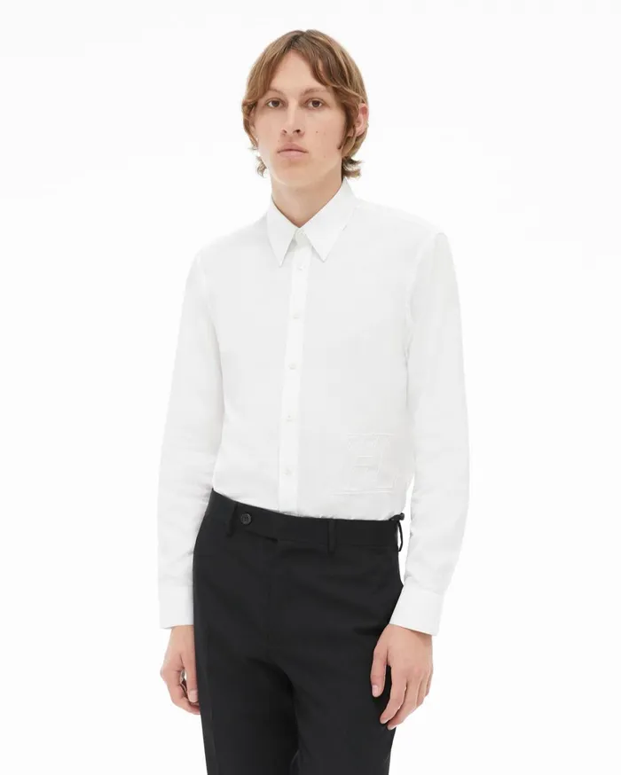 Men Oversized Logo Shirt White Helmut Lang Shirts