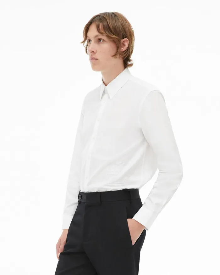 Men Oversized Logo Shirt White Helmut Lang Shirts