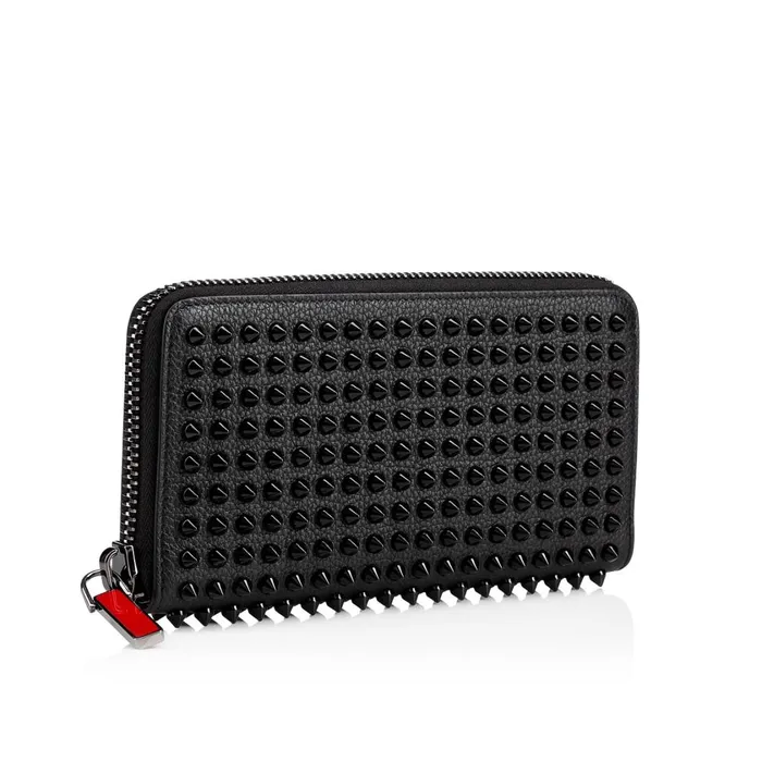 Men Panettone Wallet Wallet 8211 Grained Calf Leather And Spikes 8211 Black Black Christian Louboutin Wallets and Cardholders