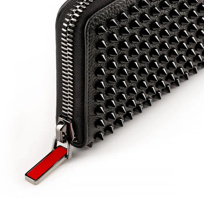 Men Panettone Wallet Wallet 8211 Grained Calf Leather And Spikes 8211 Black Black Christian Louboutin Wallets and Cardholders