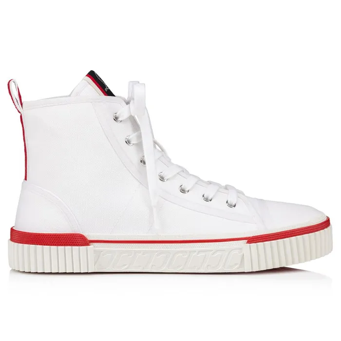 Men Pedro Hightop Sneakers 8211 Canva 8211 White White Christian Louboutin High Top Sneakers