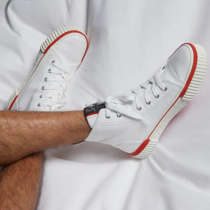Men Pedro Hightop Sneakers 8211 Canva 8211 White White Christian Louboutin High Top Sneakers