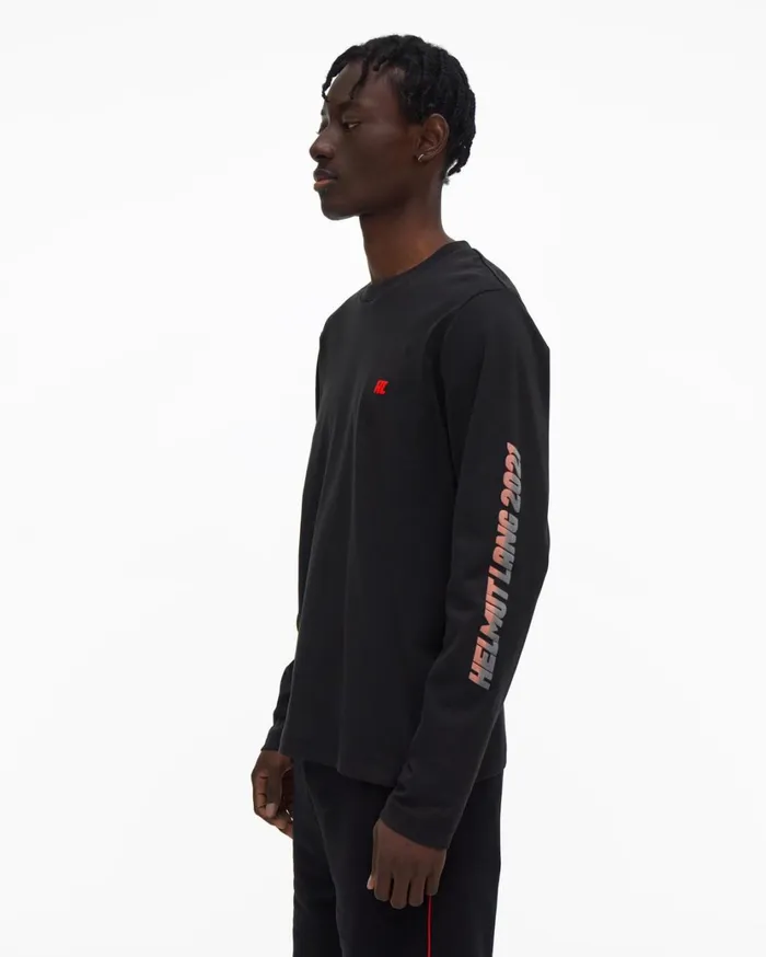 Men Piped Tee Black Helmut Lang TShirts