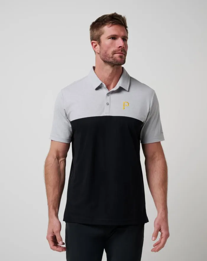 Men PITTSBURGH PIRATES HOME RUN LEADER POLO Heather Greyblack TravisMathew Polos
