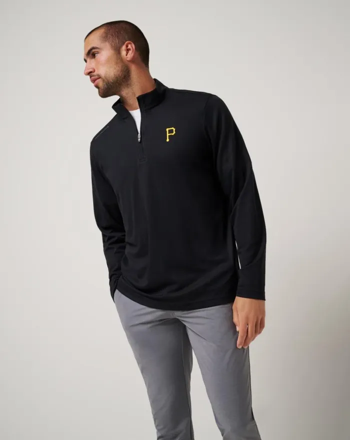 Men PITTSBURGH PIRATES TIME TO TAILGATE QUARTER ZIP Black TravisMathew Quarter Zips Men PITTSBURGH PIRATES TIME TO TAILGATE QUARTER ZIP Black TravisMathew Quarter Zips