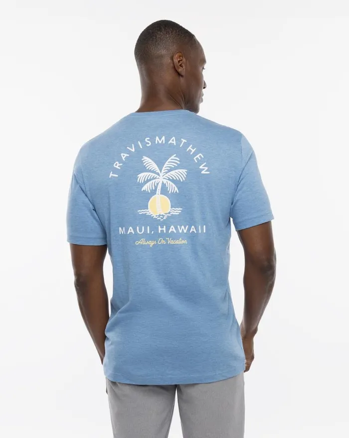 Men PRIVATE AIR TEE Heather Blue TravisMathew Tees