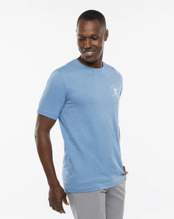 Men PRIVATE AIR TEE Heather Blue TravisMathew Tees Men PRIVATE AIR TEE Heather Blue TravisMathew Tees