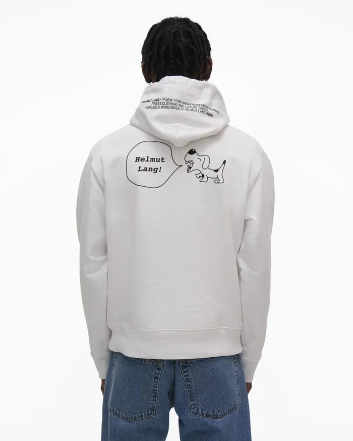 Men Puppy Hoodie Chalk White Helmut Lang Sweatshirts
