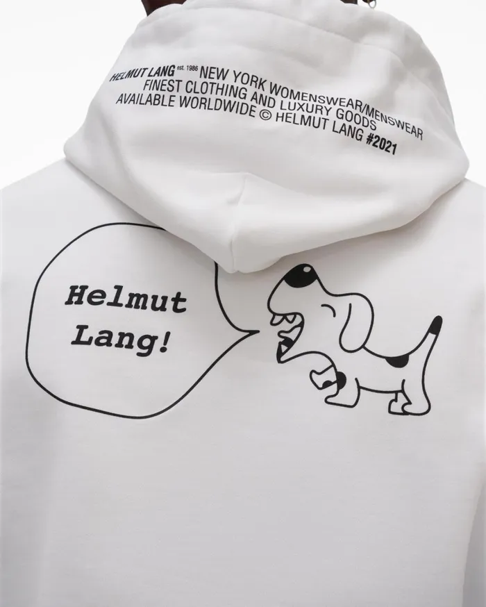 Men Puppy Hoodie Chalk White Helmut Lang Sweatshirts