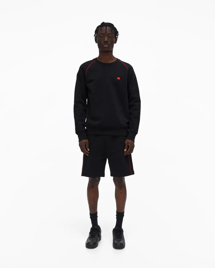Men Raglan Sleeve Sweatshirt Black Helmut Lang Sweatshirts