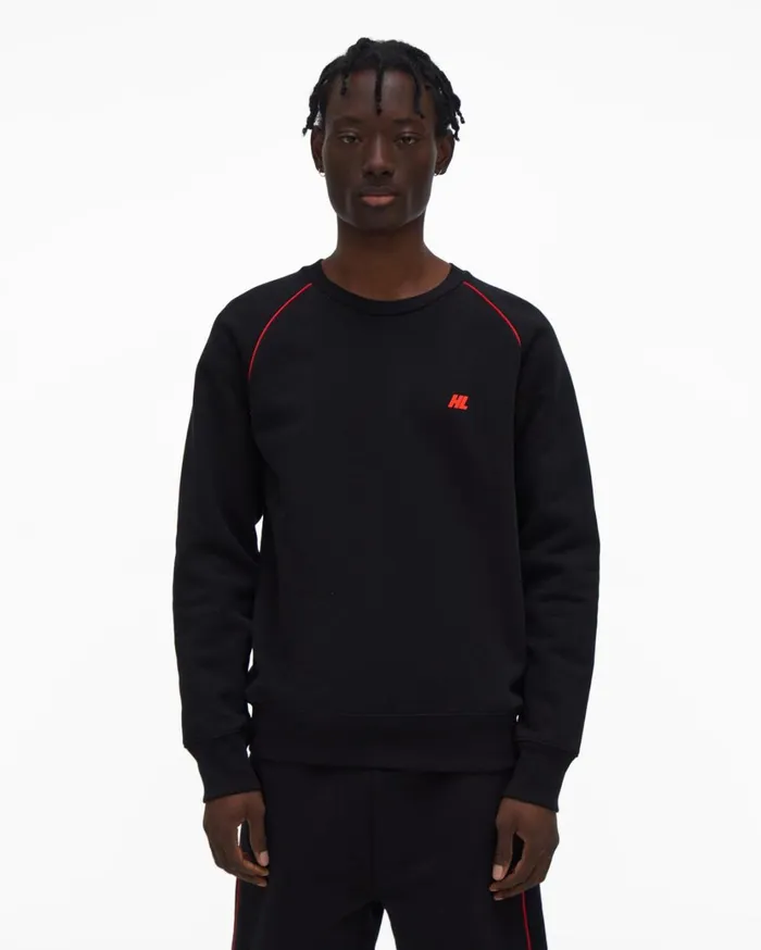 Men Raglan Sleeve Sweatshirt Black Helmut Lang Sweatshirts