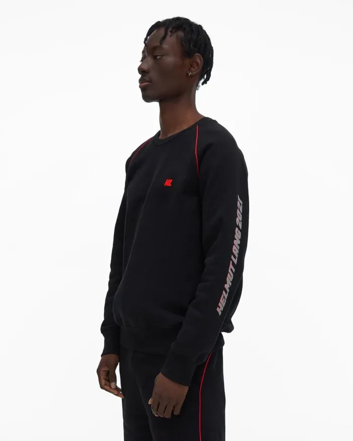 Men Raglan Sleeve Sweatshirt Black Helmut Lang Sweatshirts