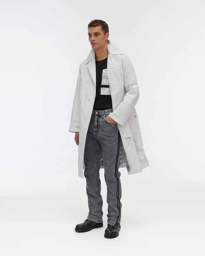 Men Rain Mac Jacket Chalk Helmut Lang Outerwear