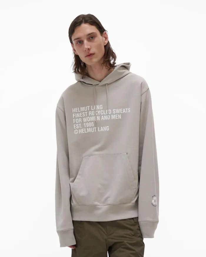 Men Recycled Hoodie Coastal Fog Helmut Lang Sweatshirts