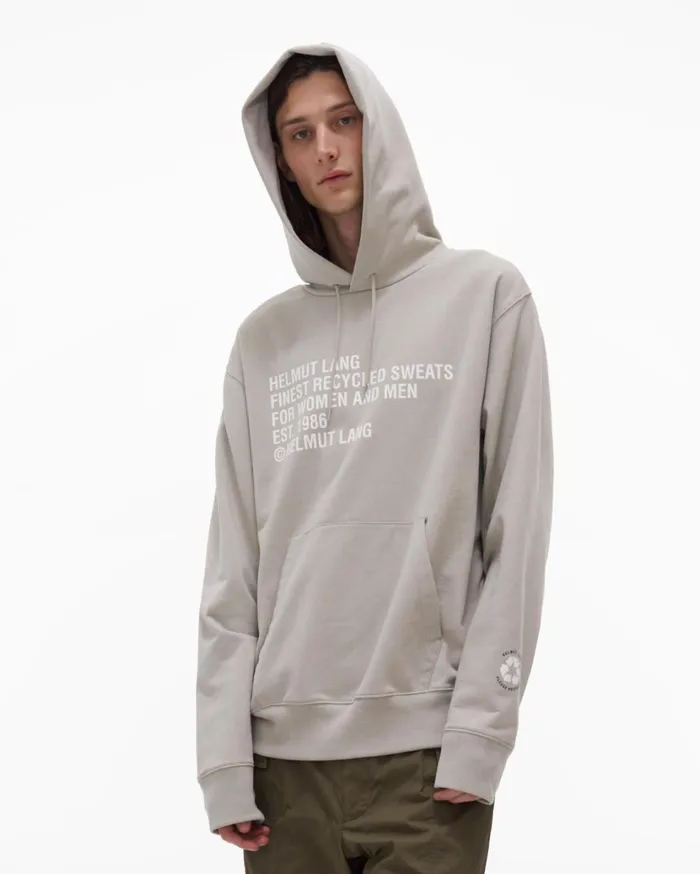 Men Recycled Hoodie Coastal Fog Helmut Lang Sweatshirts