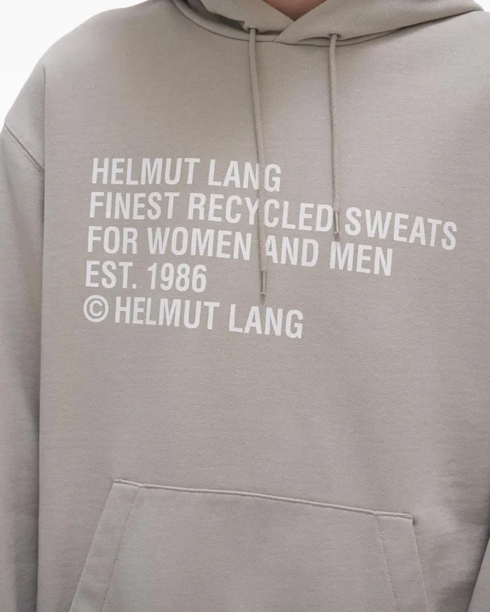 Men Recycled Hoodie Coastal Fog Helmut Lang Sweatshirts