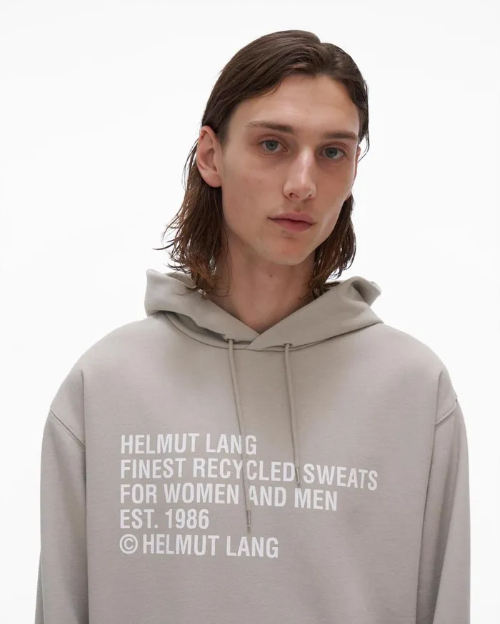 Men Recycled Hoodie Coastal Fog Helmut Lang Sweatshirts