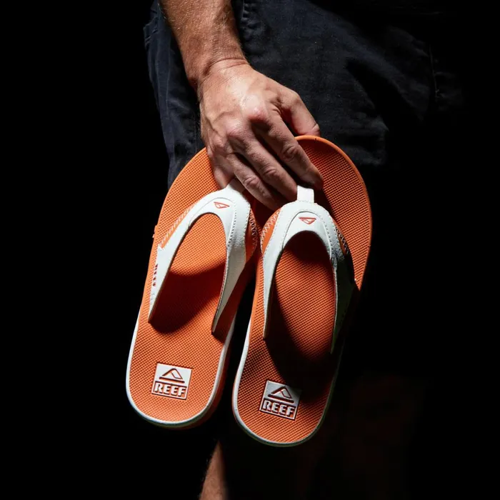 Men Reef Sandals Fanning Pregame Whiteorange Men Reef Sandals Fanning Pregame Whiteorange