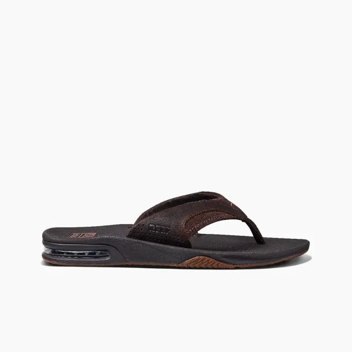 Men Reef Sandals Leather Fanning Dark Brown