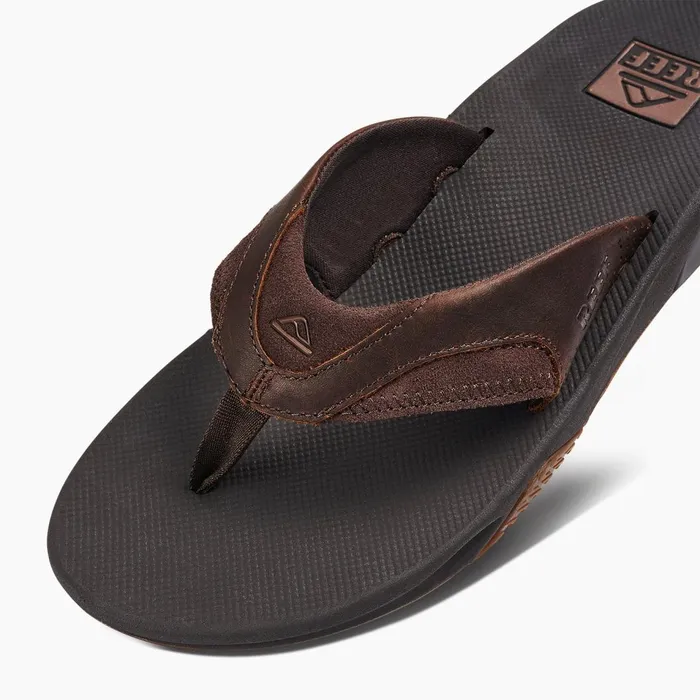 Men Reef Sandals Leather Fanning Dark Brown Men Reef Sandals Leather Fanning Dark Brown