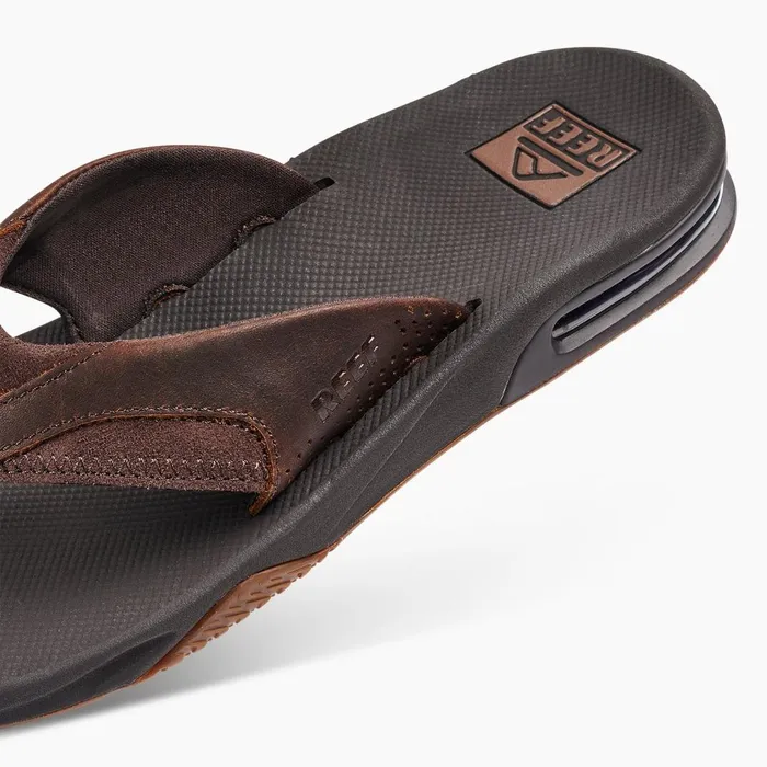 Men Reef Sandals Leather Fanning Dark Brown Men Reef Sandals Leather Fanning Dark Brown