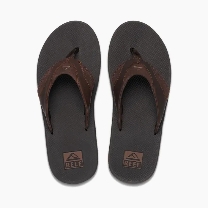 Men Reef Sandals Leather Fanning Dark Brown Men Reef Sandals Leather Fanning Dark Brown