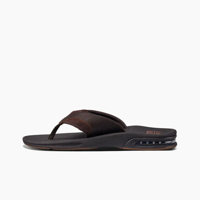 Men Reef Sandals Leather Fanning Dark Brown Men Reef Sandals Leather Fanning Dark Brown