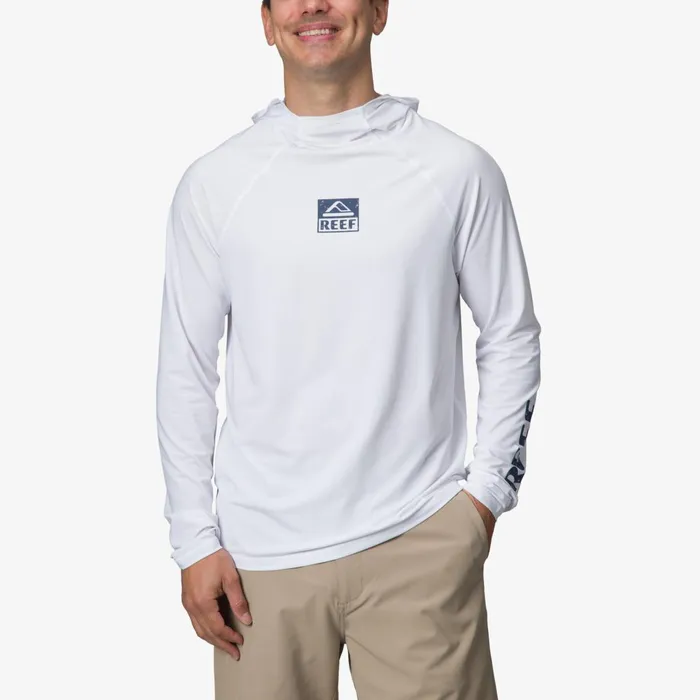 Men Reef Surf Shirts and UPF Apparel Wellie Long Sleeve Hooded Surf Shirt Upf 50 Bright White Men Reef Surf Shirts and UPF Apparel Wellie Long Sleeve Hooded Surf Shirt Upf 50 Bright White