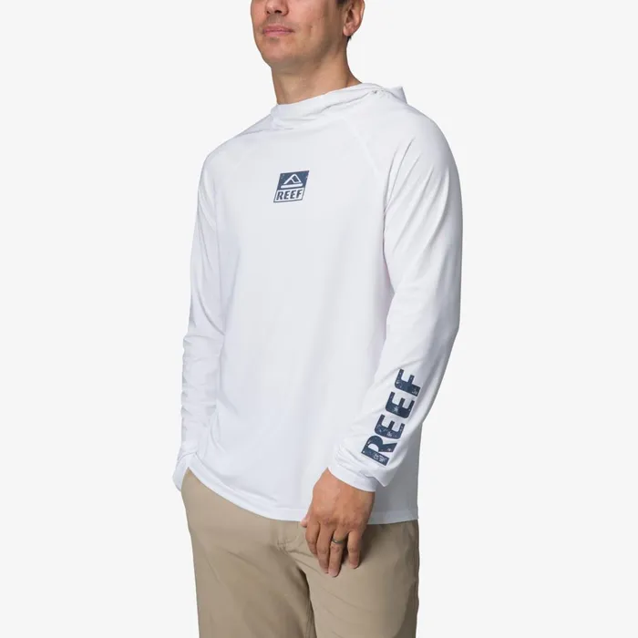 Men Reef Surf Shirts and UPF Apparel Wellie Long Sleeve Hooded Surf Shirt Upf 50 Bright White Men Reef Surf Shirts and UPF Apparel Wellie Long Sleeve Hooded Surf Shirt Upf 50 Bright White