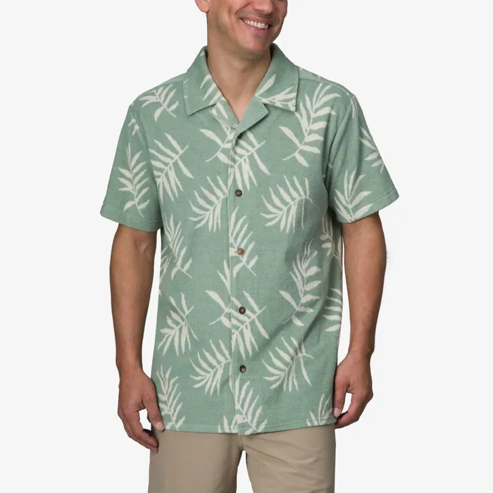 Men Reef TShirts and Shirts Kenji Short Sleeve Terry Knit Shirt Almond Milk