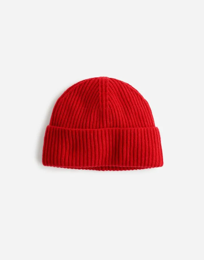Men Rib Knit Beanie In SoftWool Pomegranate Seed Madewell Hats and Scarves
