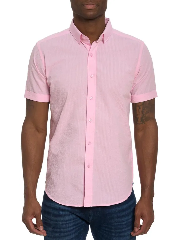 Men Robert Graham Button Down Shirts ANDREWS SHORT SLEEVE BUTTON DOWN SHIRT CORAL