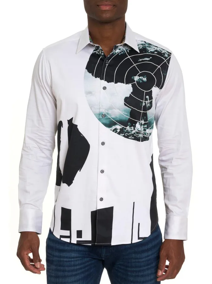Men Robert Graham Button Down Shirts ARMAGEDDON LONG SLEEVE BUTTON DOWN SHIRT WHITE
