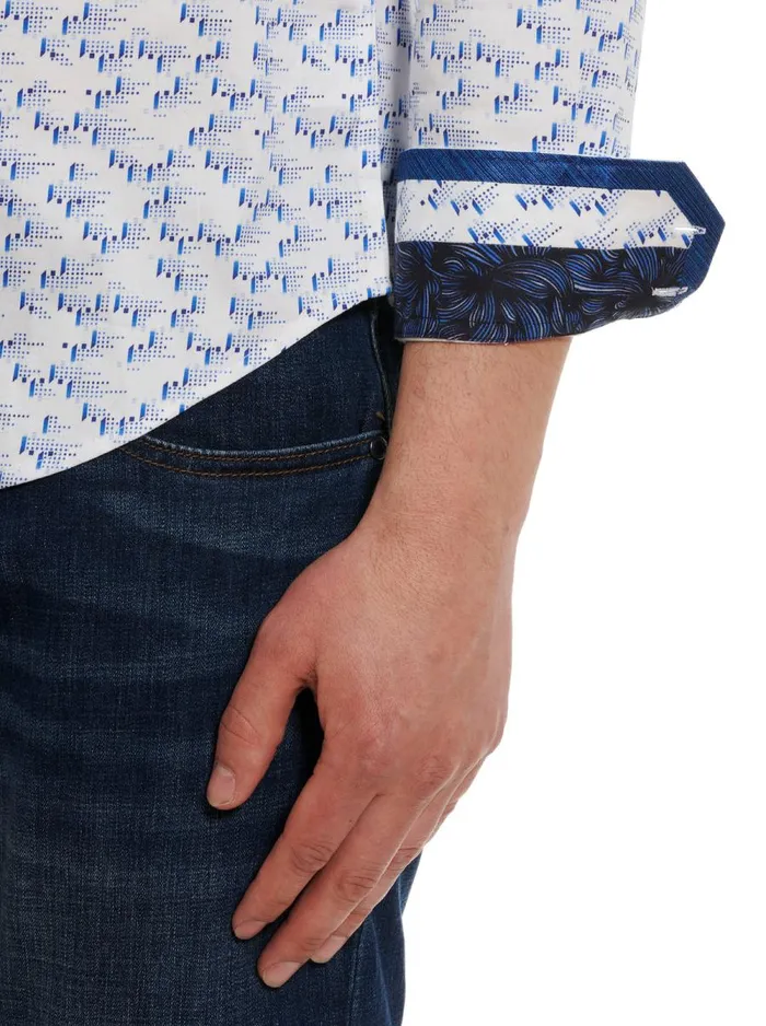 Men Robert Graham Button Down Shirts BANDWIDTH LONG SLEEVE BUTTON DOWN SHIRT BLUE