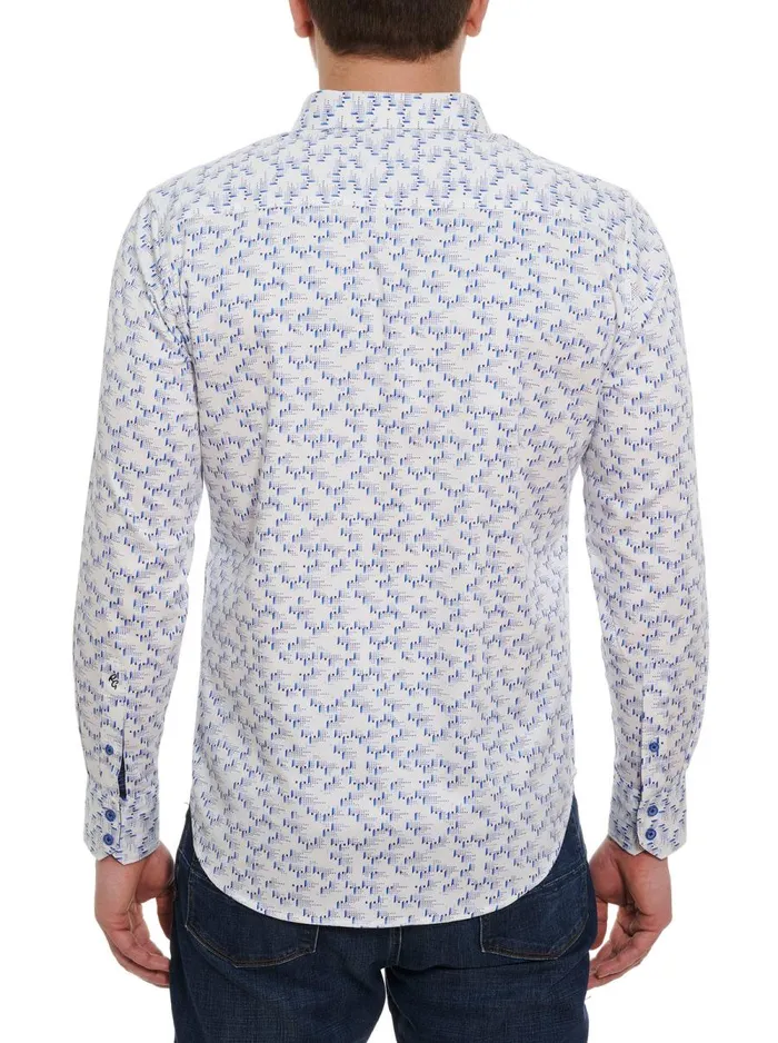Men Robert Graham Button Down Shirts BANDWIDTH LONG SLEEVE BUTTON DOWN SHIRT BLUE