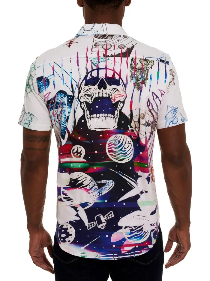 Men Robert Graham Button Down Shirts BLACK HOLE SHORT SLEEVE BUTTON DOWN SHIRT WHITE Men Robert Graham Button Down Shirts BLACK HOLE SHORT SLEEVE BUTTON DOWN SHIRT WHITE