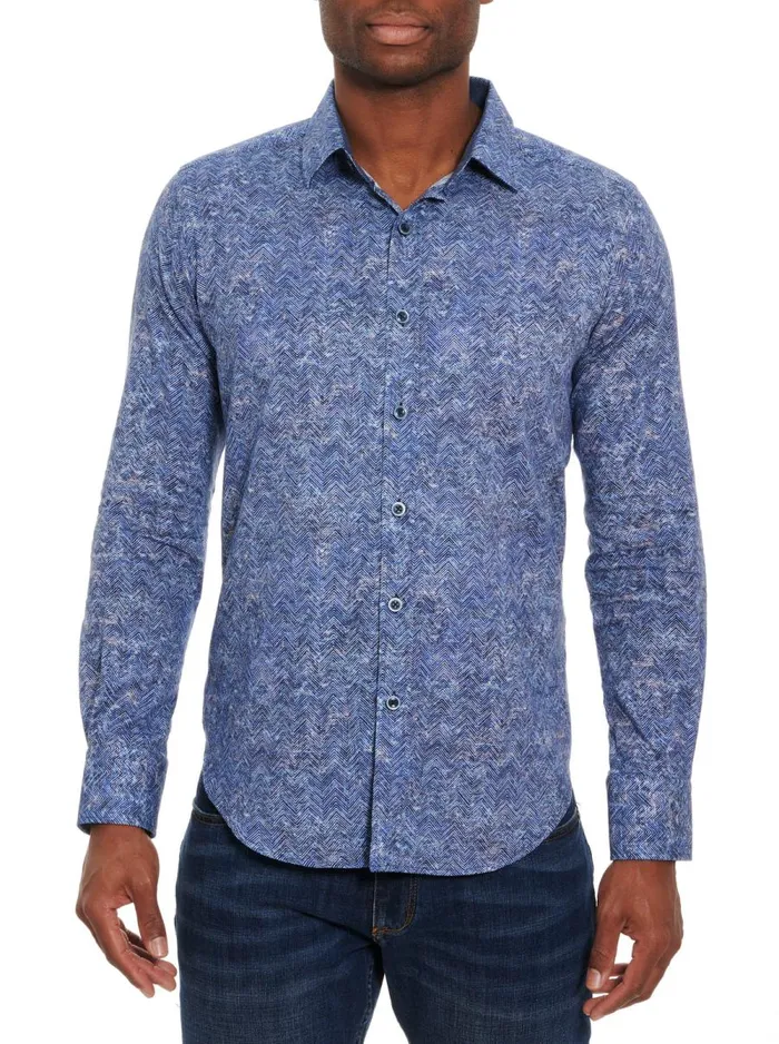 Men Robert Graham Button Down Shirts COSMIC WAVE LONG SLEEVE BUTTON DOWN SHIRT BLUE Men Robert Graham Button Down Shirts COSMIC WAVE LONG SLEEVE BUTTON DOWN SHIRT BLUE