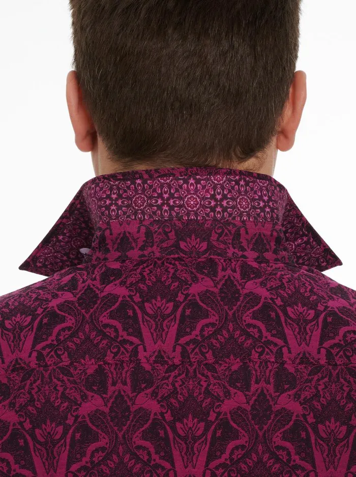 Men Robert Graham Button Down Shirts HIGHLAND LONG SLEEVE BUTTON DOWN SHIRT BURGUNDY