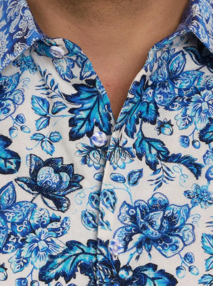 Men Robert Graham Button Down Shirts IN YOUR DELFT LONG SLEEVE BUTTON DOWN SHIRT BLUE