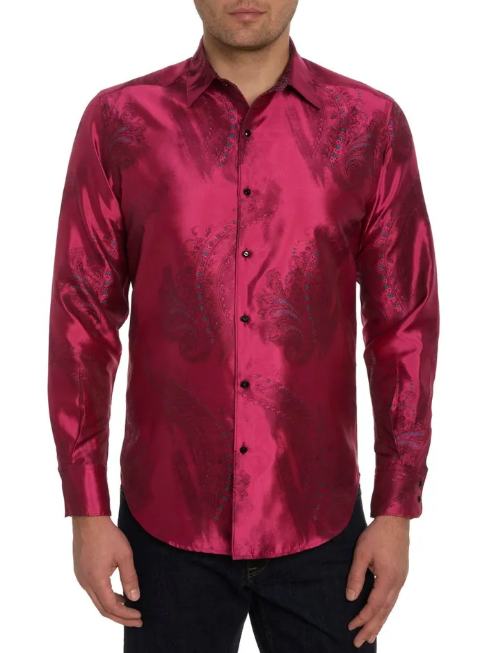 Men Robert Graham Button Down Shirts LIMITED EDITION ITS ELECTRIC LONG SLEEVE BUTTON DOWN SHIRT PINK Men Robert Graham Button Down Shirts LIMITED EDITION ITS ELECTRIC LONG SLEEVE BUTTON DOWN SHIRT PINK