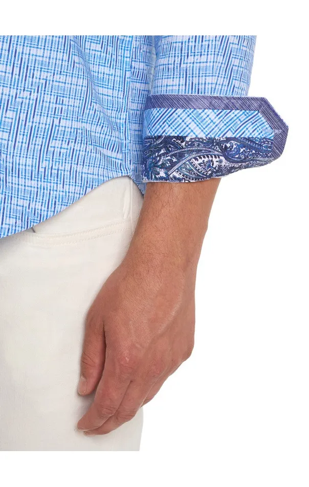 Men Robert Graham Button Down Shirts MEISLER LONG SLEEVE BUTTON DOWN SHIRT BLUE