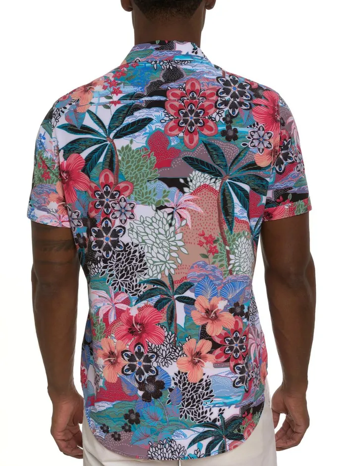 Men Robert Graham Button Down Shirts PENNISULA SHORT SLEEVE BUTTON DOWN SHIRT MULTI