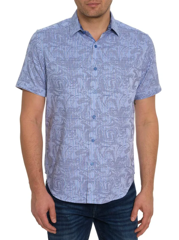 Men Robert Graham Button Down Shirts RUM SWIZZLE SHORT SLEEVE BUTTON DOWN SHIRT SAPPHIRE Men Robert Graham Button Down Shirts RUM SWIZZLE SHORT SLEEVE BUTTON DOWN SHIRT SAPPHIRE