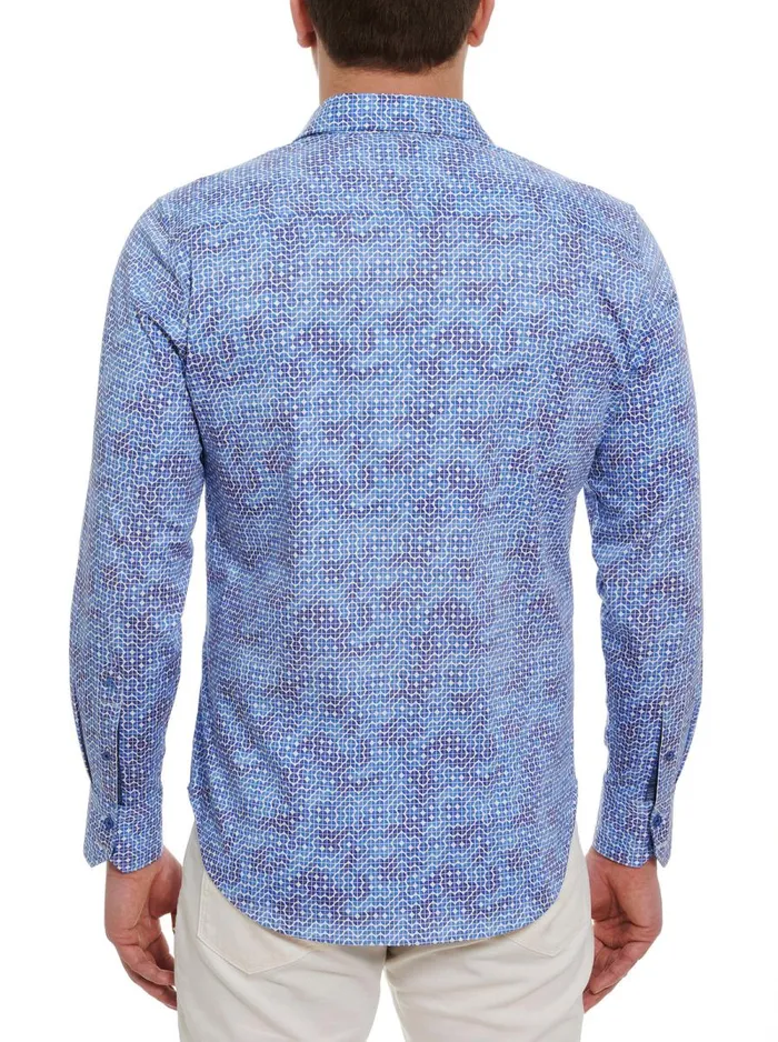 Men Robert Graham Button Down Shirts SAGITTARIUS LONG SLEEVE BUTTON DOWN SHIRT BLUE