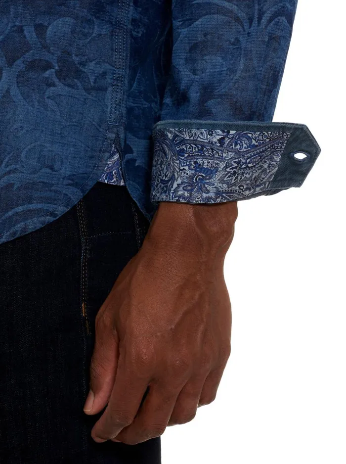Men Robert Graham Button Down Shirts SCORPIO LONG SLEEVE BUTTON DOWN SHIRT NAVY